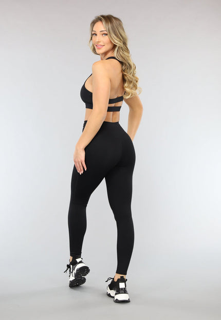 OP=OP! Zwarte Sportlegging met Overslag Taille