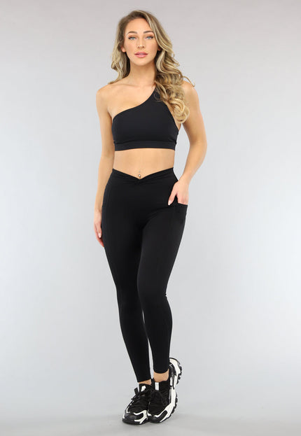 OP=OP! Zwarte Sportlegging met Overslag Taille