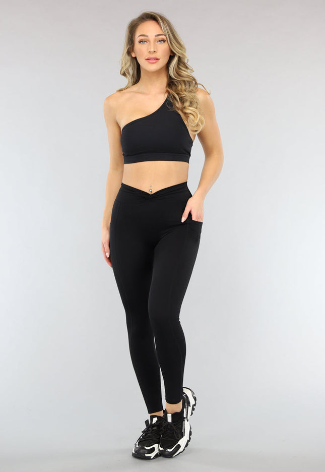 OP=OP! Zwarte Sportlegging met Overslag Taille
