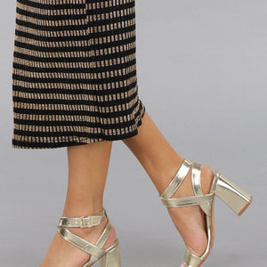 OP=OP! Gouden Lage Sandaletten met Brede Band