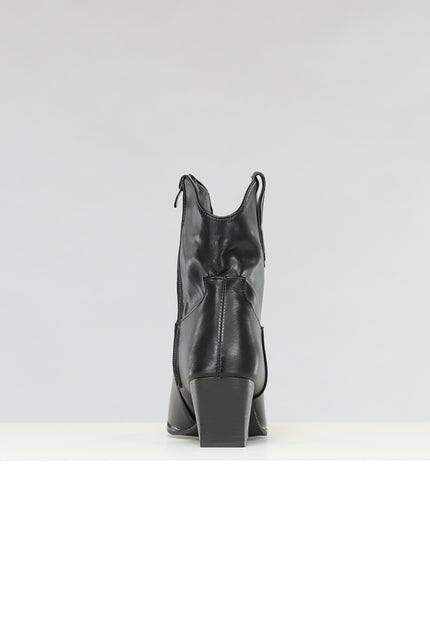 OP=OP! Korte Zwarte Lederlook Cowboylaarsjes