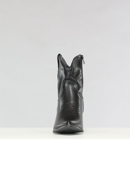 OP=OP! Korte Zwarte Lederlook Cowboylaarsjes