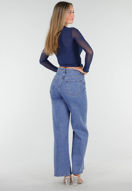 OP=OP.13.NL Hoge Taille Stretch Jeans met Glitters
