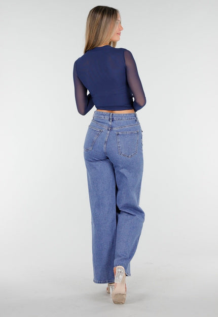 OP=OP.13.NL Hoge Taille Stretch Jeans met Glitters