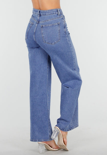 OP=OP.13.NL Hoge Taille Stretch Jeans met Glitters