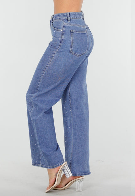 OP=OP.13.NL Hoge Taille Stretch Jeans met Glitters