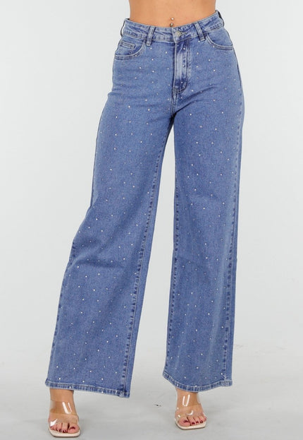 OP=OP.13.NL Hoge Taille Stretch Jeans met Glitters