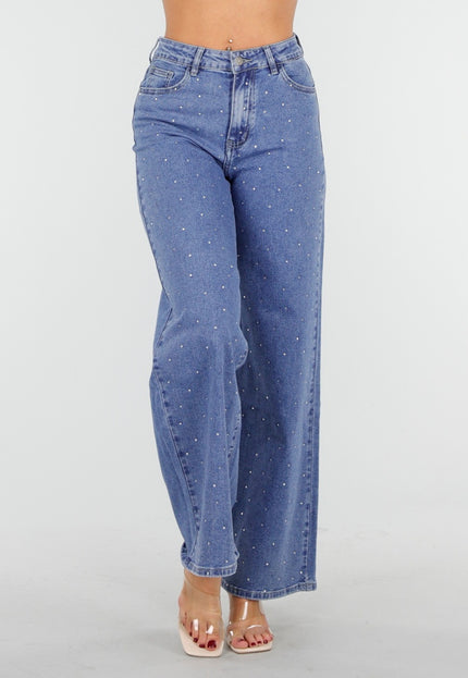 OP=OP.13.NL Hoge Taille Stretch Jeans met Glitters