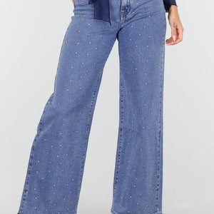 OP=OP.13.NL Hoge Taille Stretch Jeans met Glitters
