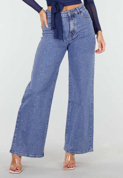 OP=OP.13.NL Hoge Taille Stretch Jeans met Glitters