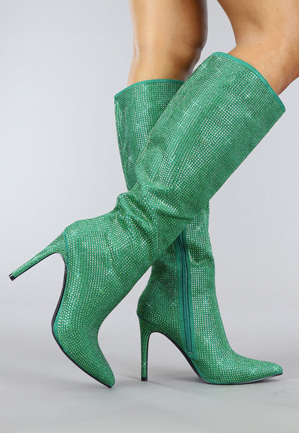 OP=OP! Lange Groene Glitter Laarzen