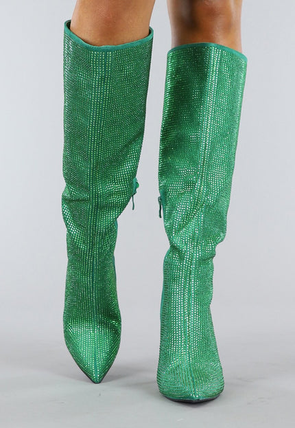 OP=OP! Lange Groene Glitter Laarzen