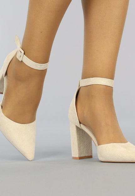 OP=OP! Spitse Beige Suède-Look Sandaletten