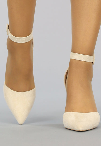 OP=OP! Spitse Beige Suède-Look Sandaletten