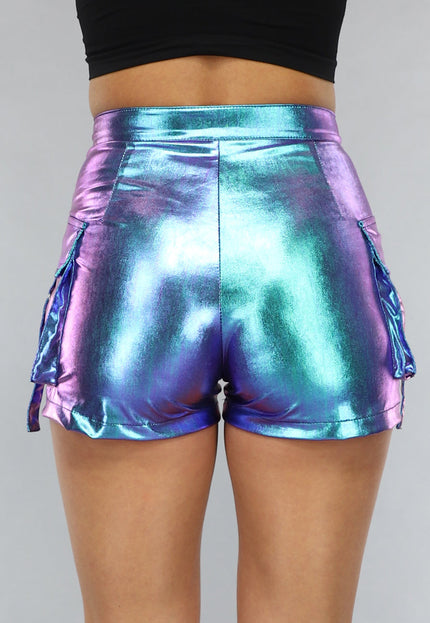 OP=OP.13.NL Turquoise Holografische Cargo Short