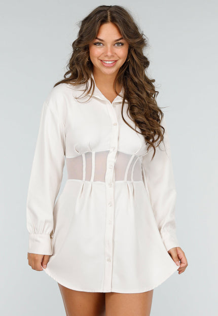 OP=OP! Beige Overhemdjurk met Korset