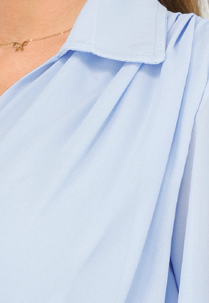 OP=OP! Lichtblauw Elegante Bodysuit met Pofmouwen