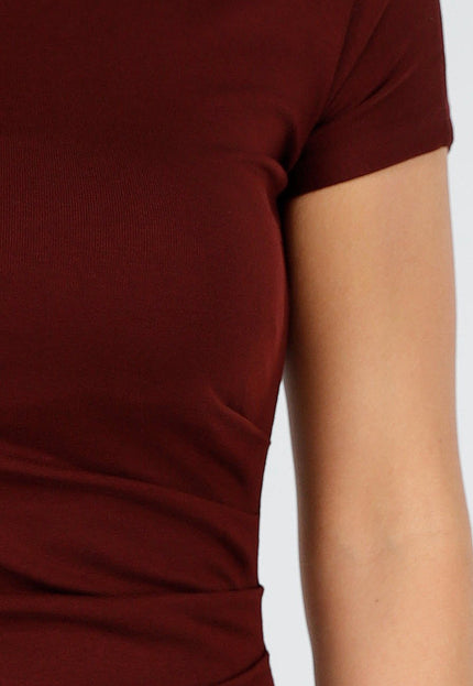 OP=OP.14.NL Maxi Stretch Jurk Bordeaux met Split