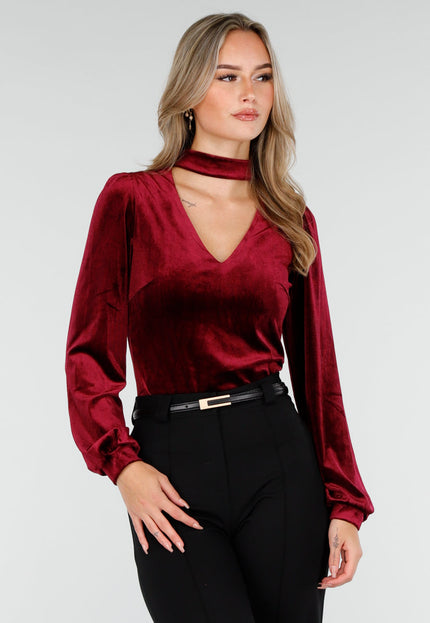 OP=OP.14.NL Velvet Top Rood met Choker