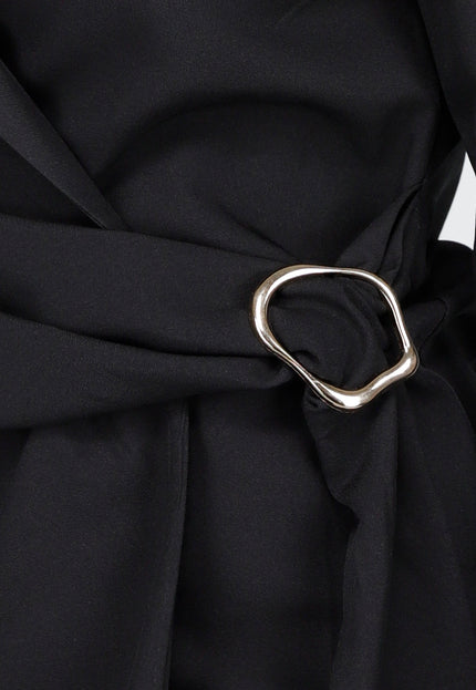 OP=OP! Zwarte Blazer met Ceintuur en Goudkleurige Gesp