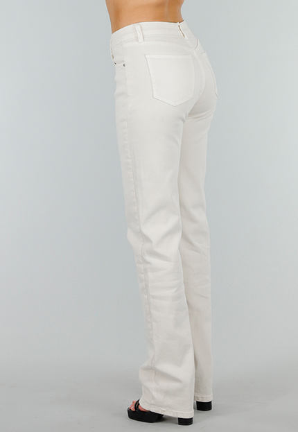 OP=OP.14.S Creme Denim Tall Straight Jeans met Middelhoge Taille en Stretch