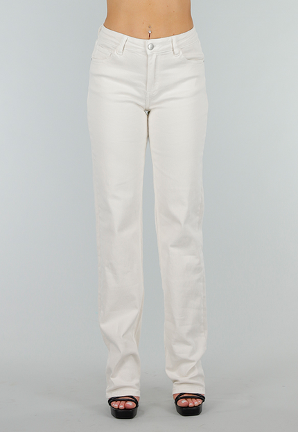 OP=OP.14.S Creme Denim Tall Straight Jeans met Middelhoge Taille en Stretch