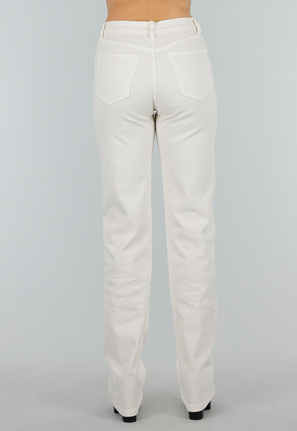 OP=OP.14.S Creme Denim Tall Straight Jeans met Middelhoge Taille en Stretch