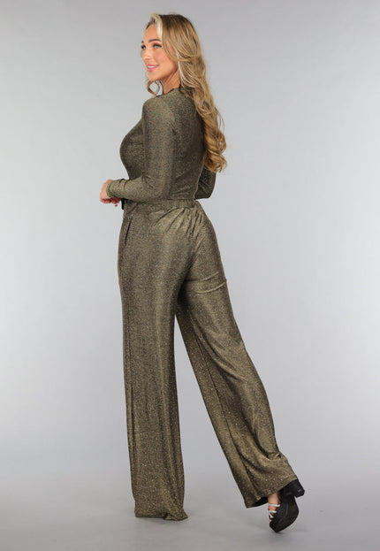 OP=OP! Gouden Shimmer V Hals Bodysuit