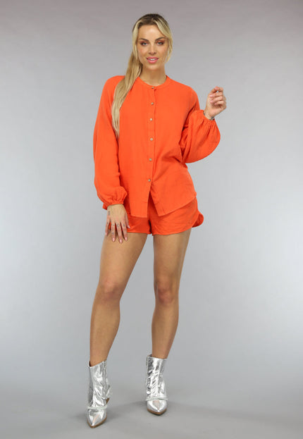 OP=OP! Oranje Mousseline Two Piece met Knoopjes