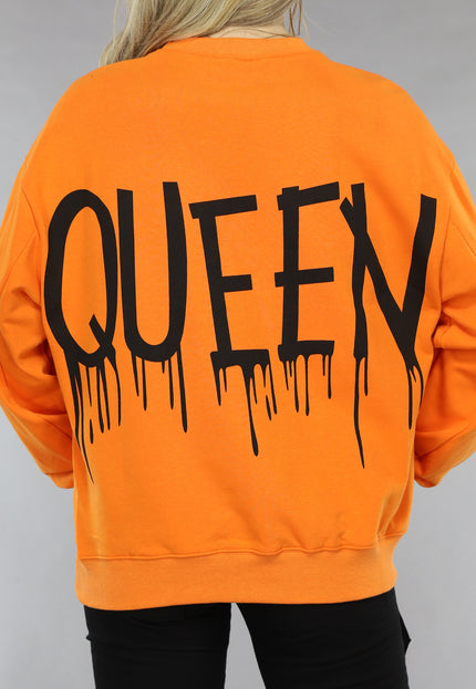 OP=OP! Oranje Sweater met Queen Print