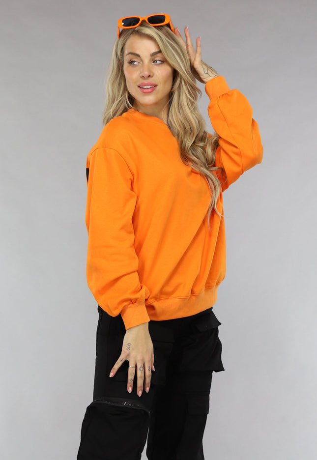 OP=OP! Oranje Sweater met Queen Print
