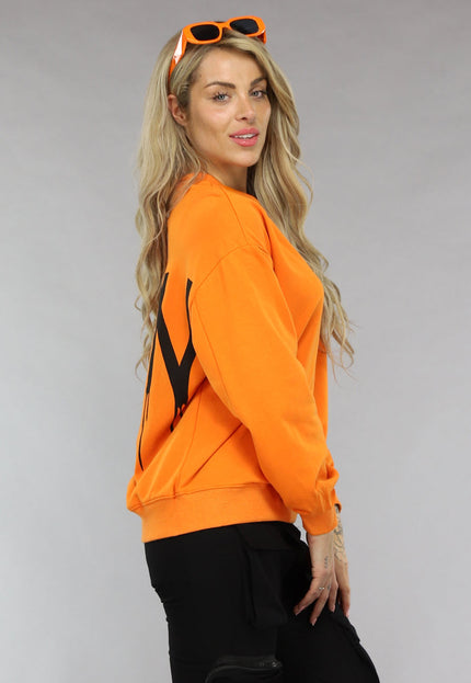 OP=OP! Oranje Sweater met Queen Print