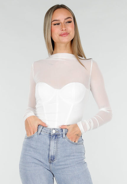 OP=OP.15.NL Witte Mesh Korset Body