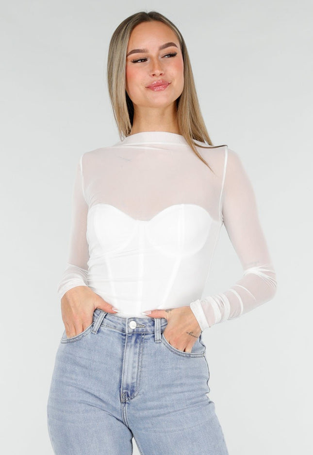 OP=OP.15.NL Witte Mesh Korset Body