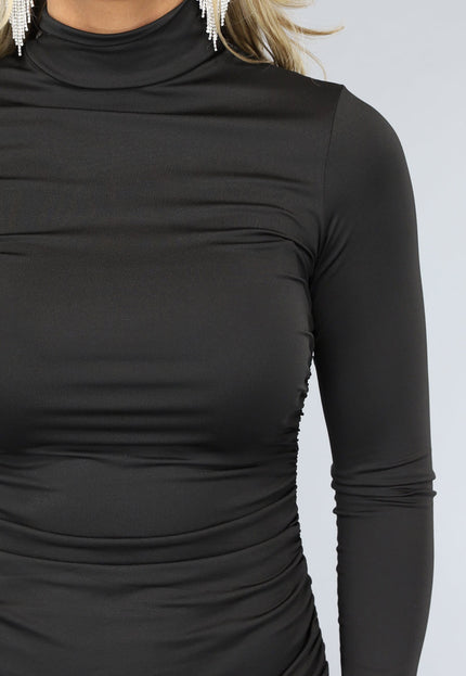 OP=OP.15.NL Zwarte Longsleeve Bodycon Jurk