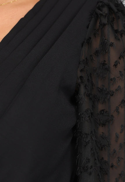 OP=OP.15.NL Zwarte Overslag Bodysuit met Powmouwen