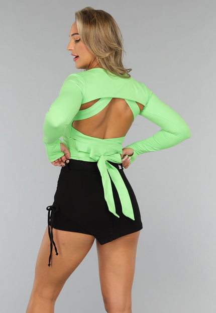 OP=OP! Groene Longsleeve Stretch Croptop