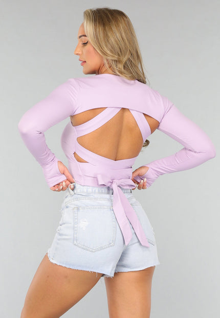 OP=OP! Kort Lila Overshirtje met Duimgaten