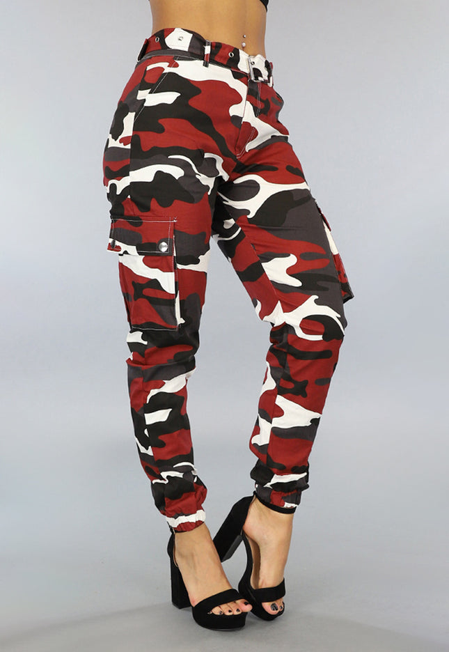 OP=OP.15.S Roestbruine Camouflage Cargo Jeans