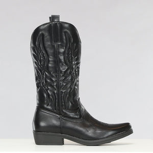 OP=OP! Zwarte Lederlook Cowboylaarzen