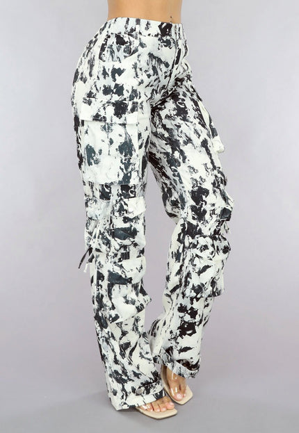 OP=OP! Tall Zwart/Witte Gevlekte Utility Broek