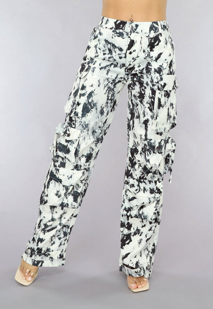 OP=OP! Tall Zwart/Witte Gevlekte Utility Broek