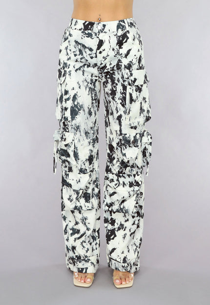 OP=OP! Tall Zwart/Witte Gevlekte Utility Broek