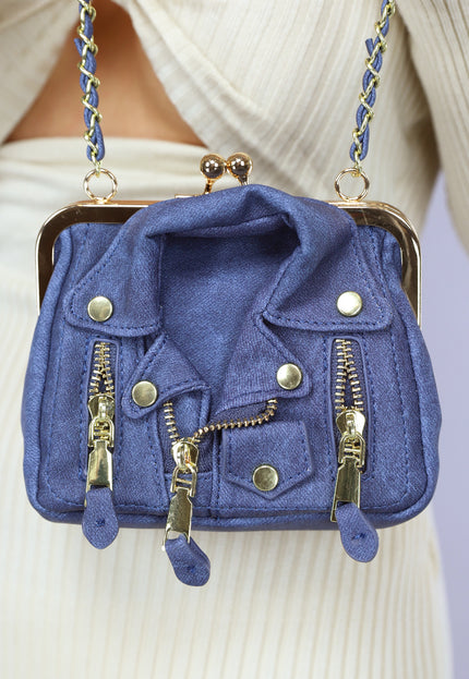 OP=OP.18.NL Donkerblauwe Crossbody Tas met Jas Ontwerp
