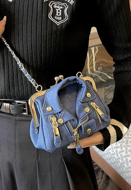 OP=OP.18.NL Donkerblauwe Crossbody Tas met Jas Ontwerp