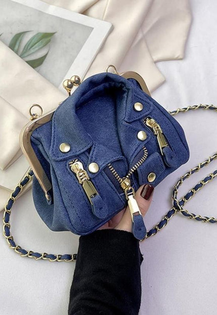 OP=OP.18.NL Donkerblauwe Crossbody Tas met Jas Ontwerp