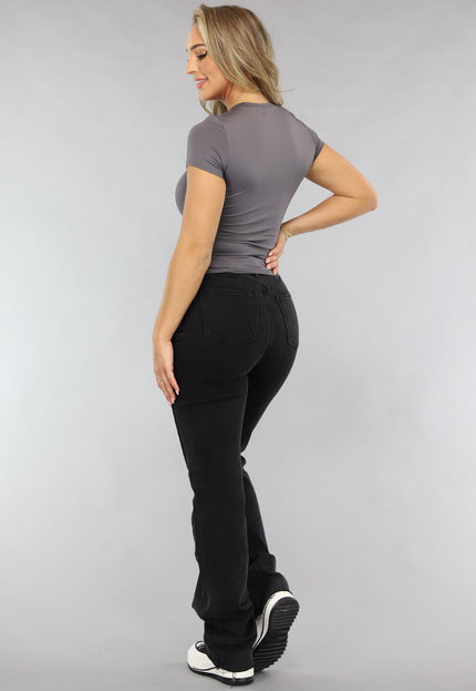OP=OP.18.NL Grijs Korte Mouwen T Shirt met Stretch