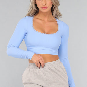 OP=OP.18.NL Lichtblauwe Padded Longsleeve Sporttop