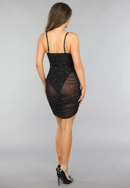 OP=OP.18.NL Mesh Glitter Jurk met Korset Look