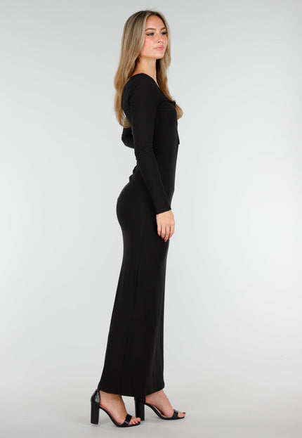OP=OP.18.NL Zwarte Maxi Jurk met Stretch